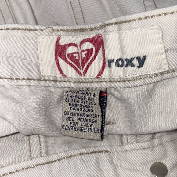 Y2K Roxy Low Rise Casual Chino Shorts Cotton Pockets Sand Size 3 - Picture 8 of 10